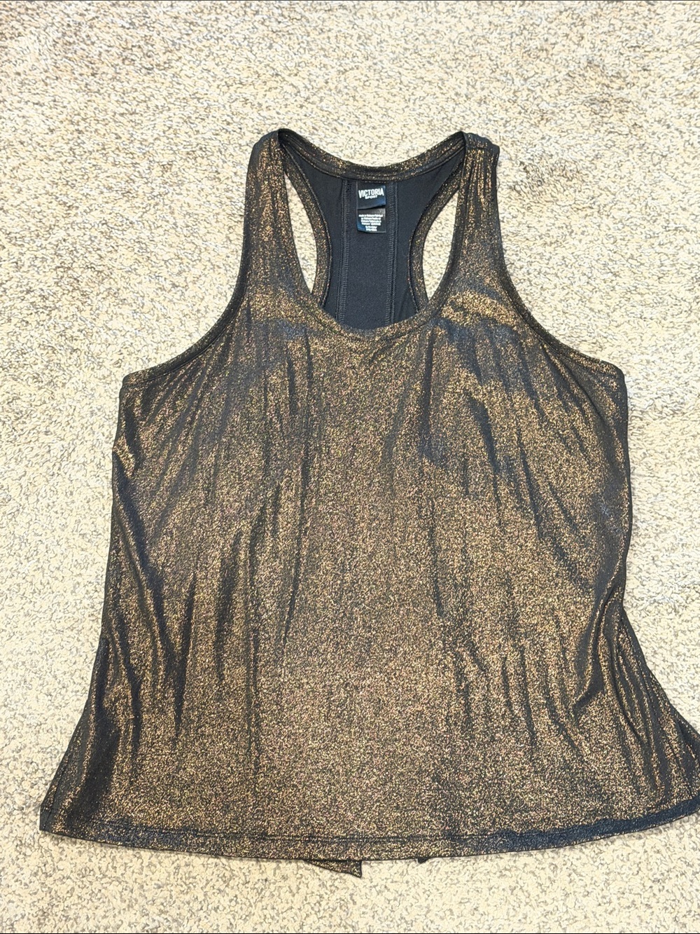 Victoria's Secret Sport Shimmer Racerback Tank Top in Metallic Bronze